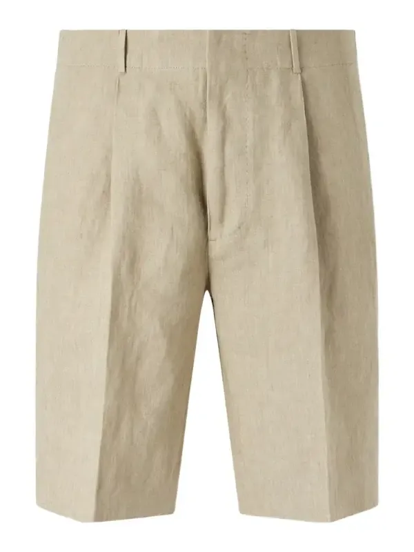 Incotex Straight-Leg Pleated Linen Shorts - Men