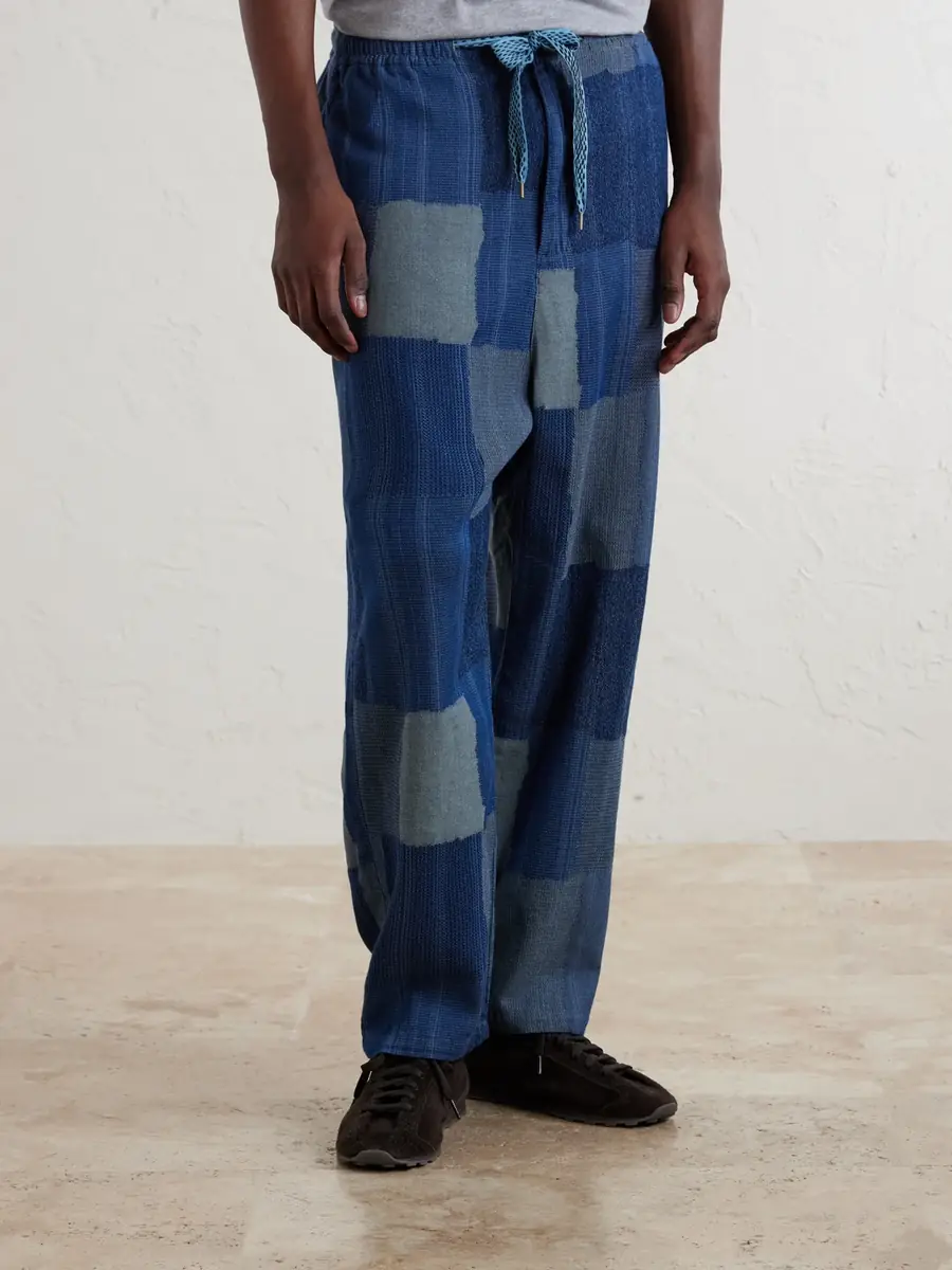 KAPITAL Tugihagi Straight-Leg Patchwork Cotton Drawstring Trousers - Men | Thumbnail 3 KAPITAL Tugihagi Straight-Leg Patchwork Cotton Drawstring Trousers - Men | Thumbnail 3