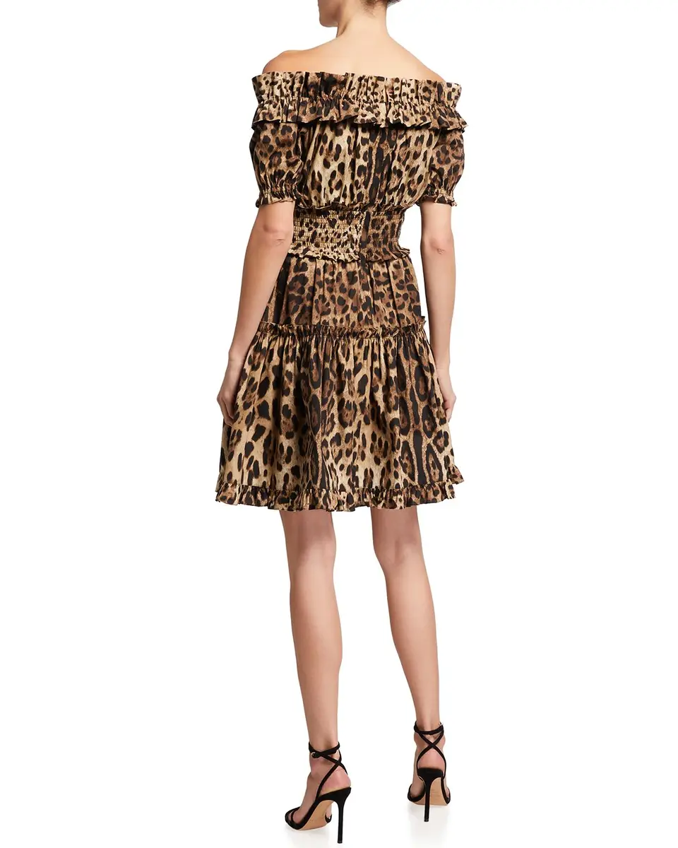 Dolce & Gabbana Leopard Off-the-Shoulder Mini Dress | Thumbnail 2 Dolce & Gabbana Leopard Off-the-Shoulder Mini Dress | Thumbnail 2