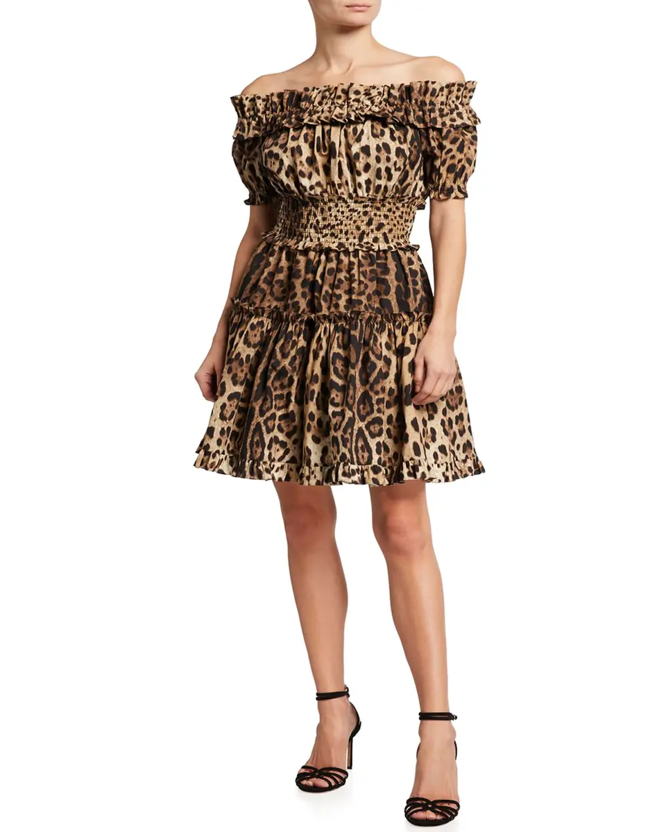 Dolce & Gabbana Leopard Off-the-Shoulder Mini Dress | Thumbnail 3 Dolce & Gabbana Leopard Off-the-Shoulder Mini Dress | Thumbnail 3