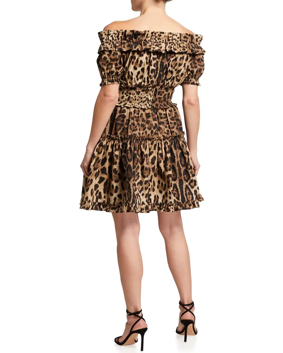 Dolce & Gabbana Leopard Off-the-Shoulder Mini Dress | Thumbnail 4 Dolce & Gabbana Leopard Off-the-Shoulder Mini Dress | Thumbnail 4