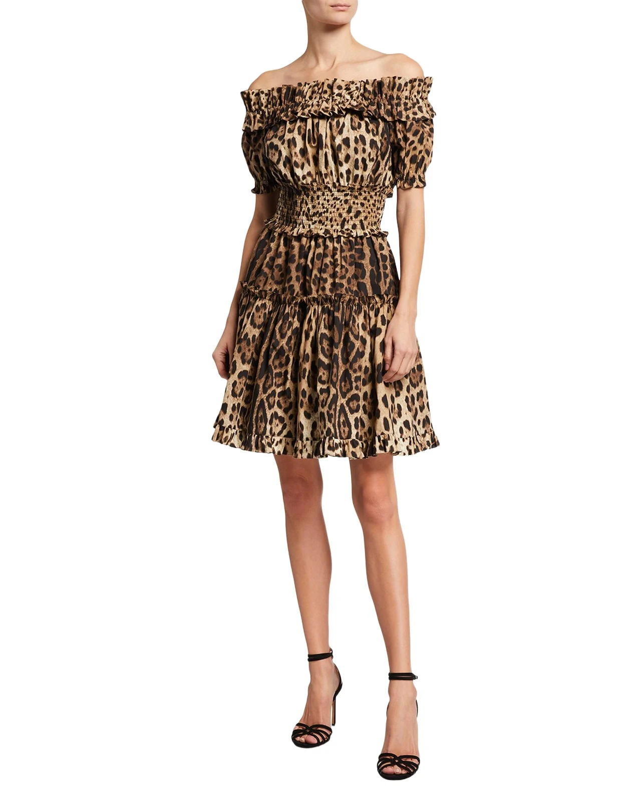 Dolce & Gabbana Leopard Off-the-Shoulder Mini Dress