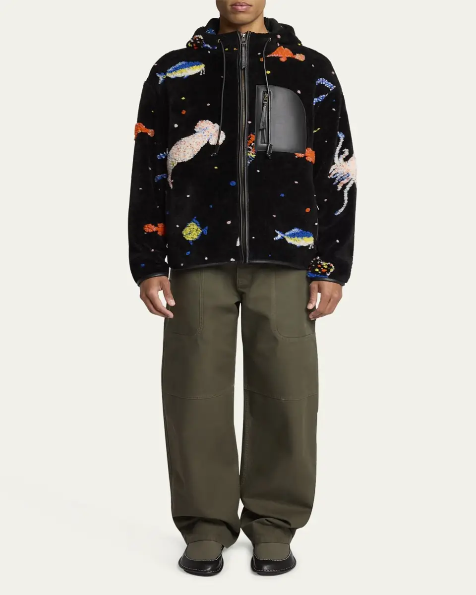 Loewe Men's Deep Sea Fleece Hooded Jacket | Thumbnail 2 Loewe Men's Deep Sea Fleece Hooded Jacket | Thumbnail 2