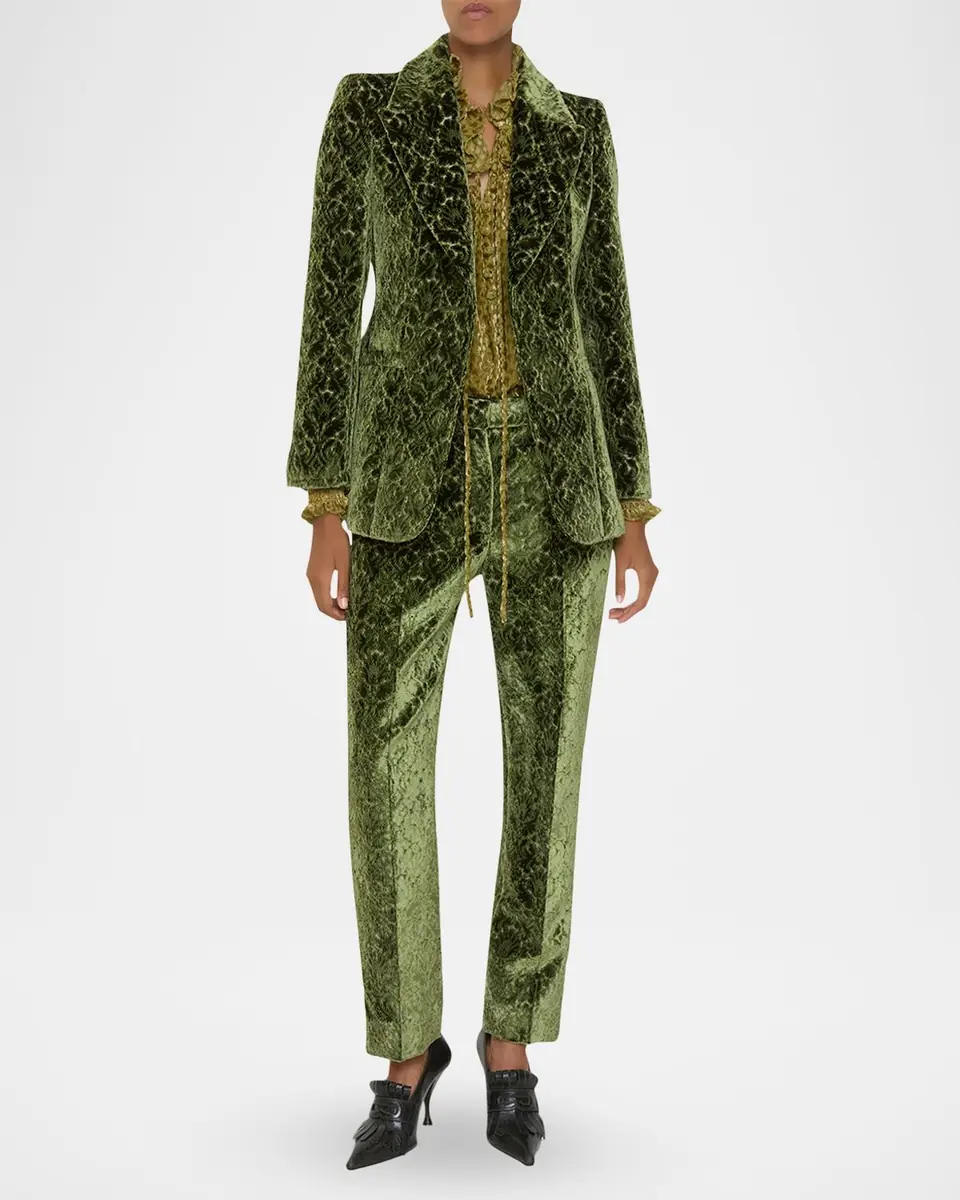 Burberry Baroque Velvet Straight-Leg Ankle Pants | Thumbnail 6 Burberry Baroque Velvet Straight-Leg Ankle Pants | Thumbnail 6