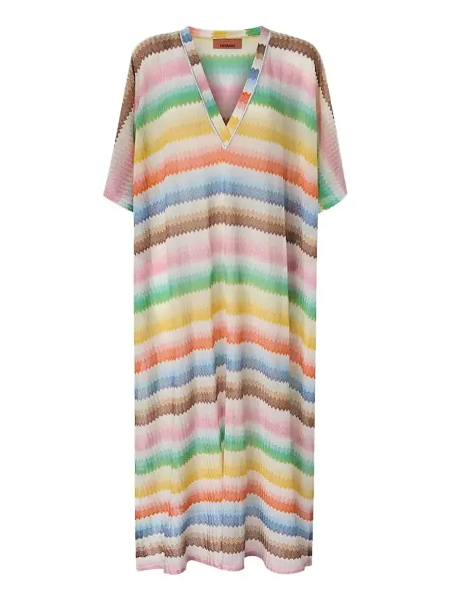 Zig Zag V-Neck Maxi Beach Dress Zig Zag V-Neck Maxi Beach Dress