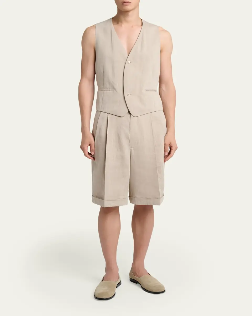 Jacquemus Men's Herringbone Linen-Blend Vest | Thumbnail 2 Jacquemus Men's Herringbone Linen-Blend Vest | Thumbnail 2