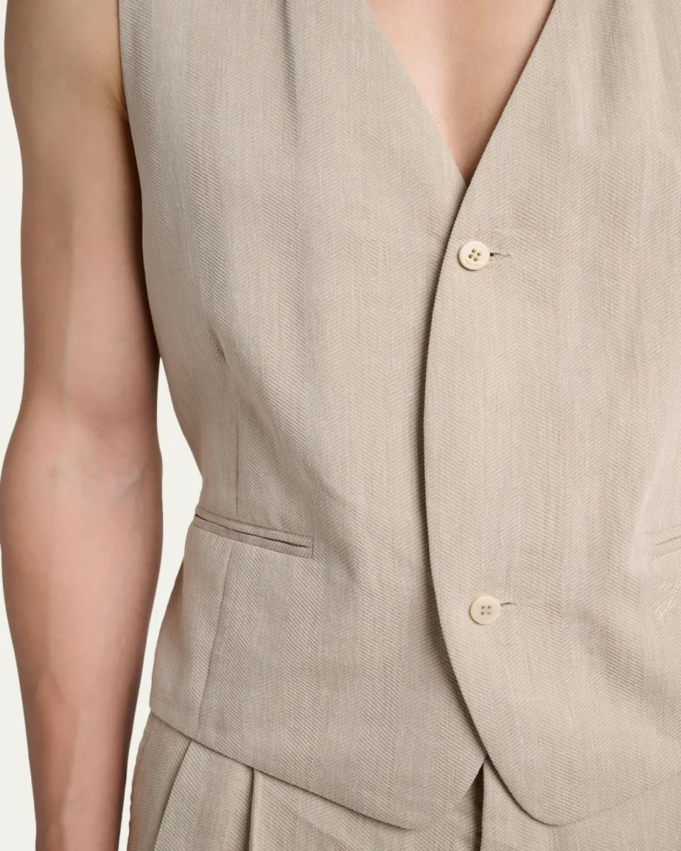 Jacquemus Men's Herringbone Linen-Blend Vest | Thumbnail 5 Jacquemus Men's Herringbone Linen-Blend Vest | Thumbnail 5