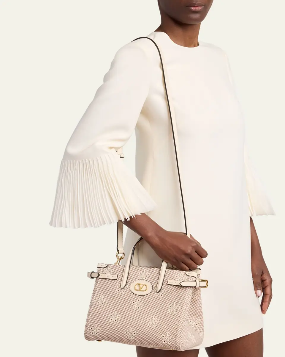 Valentino Garavani Small Eyelet-Embroidered Canvas Tote Bag | Thumbnail 2