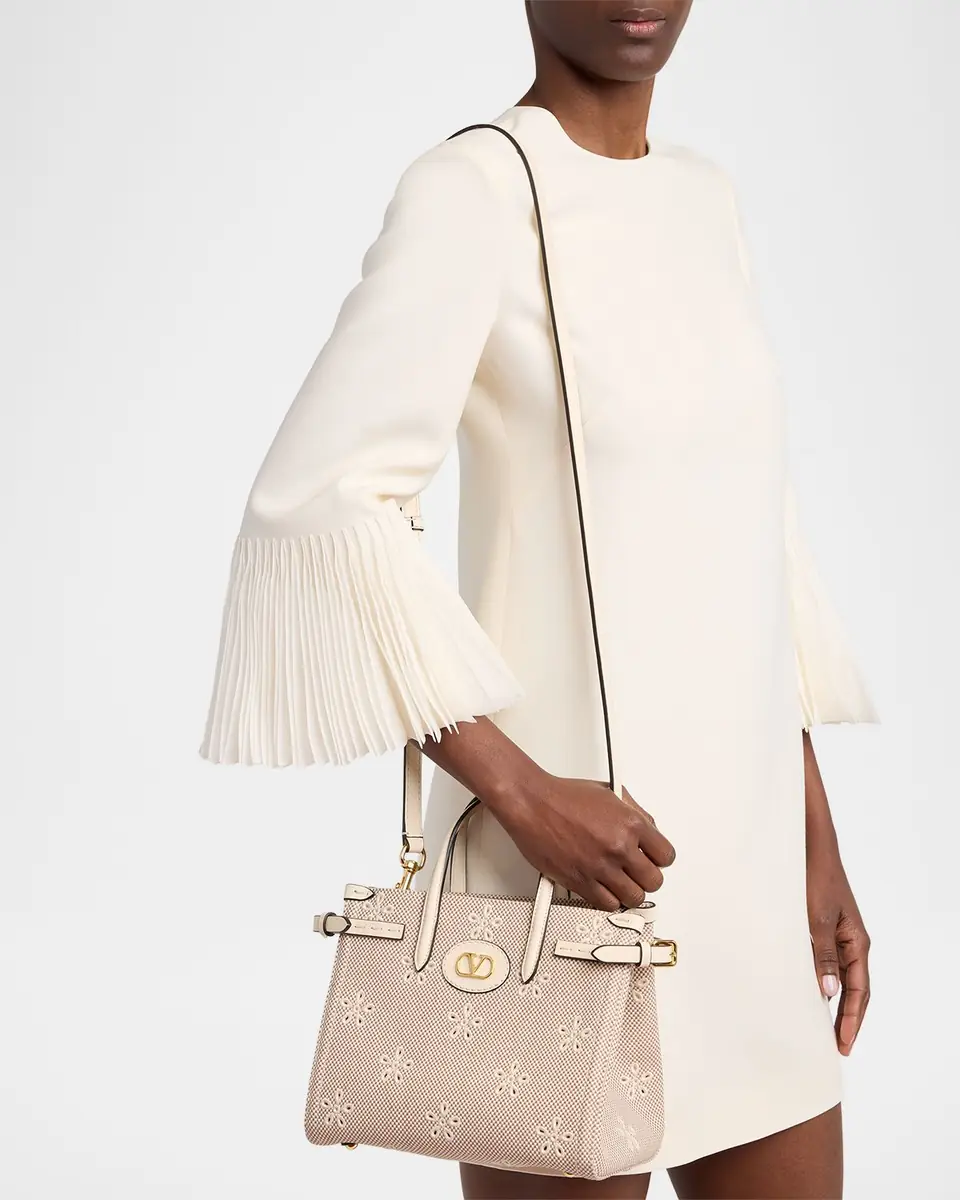 Valentino Garavani Small Eyelet-Embroidered Canvas Tote Bag | Thumbnail 6