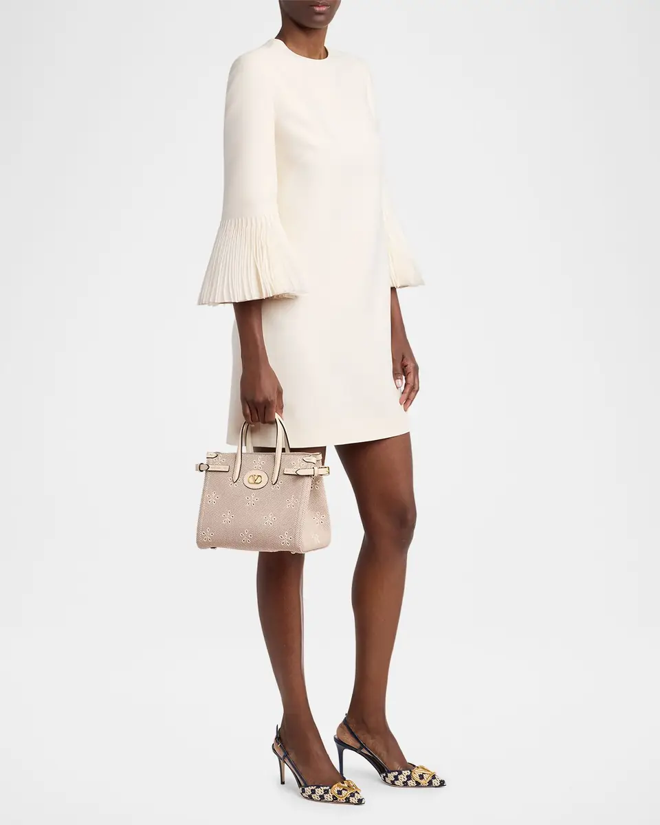 Valentino Garavani Small Eyelet-Embroidered Canvas Tote Bag | Thumbnail 9