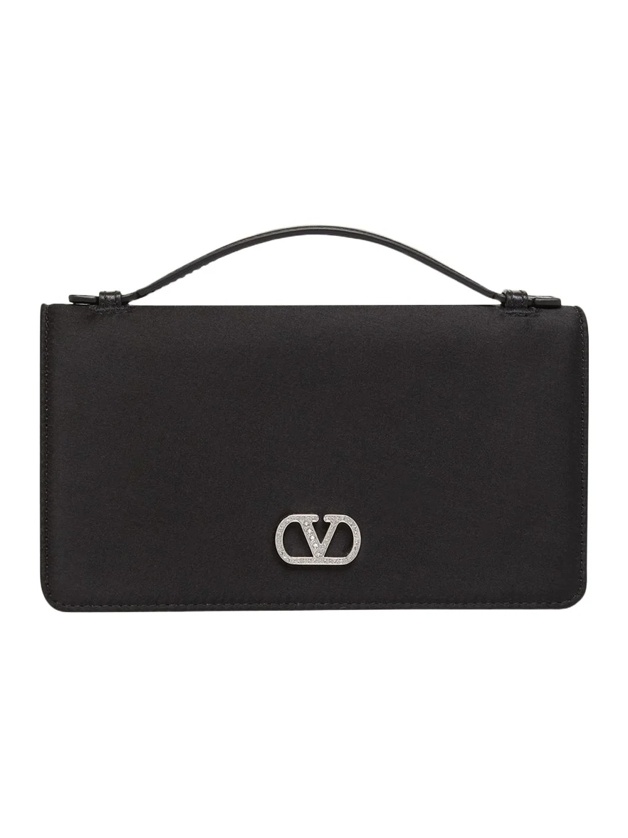 Crystal VLogo Satin Top-Handle Bag Crystal VLogo Satin Top-Handle Bag