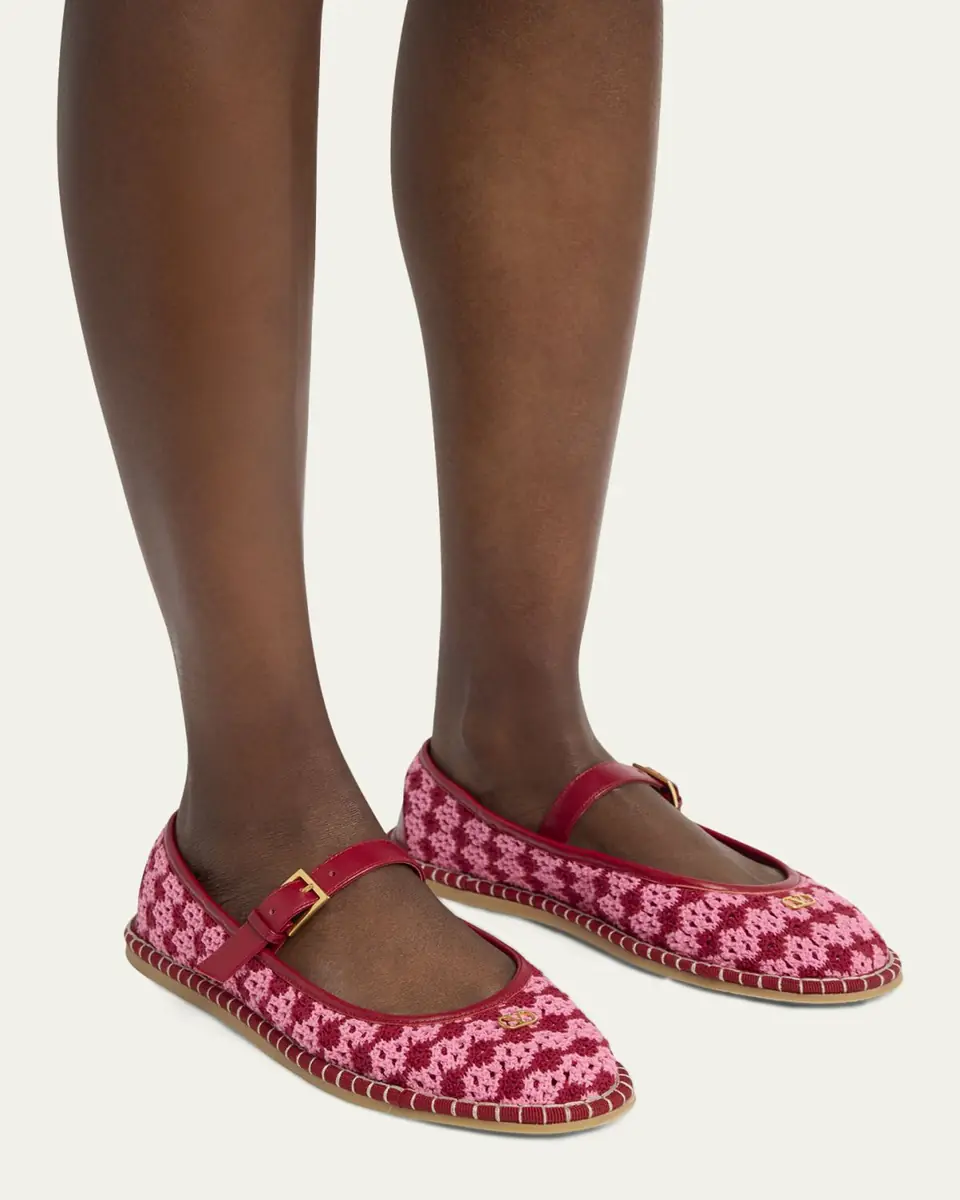Valentino Garavani Crochet Mary Jane Ballerina Flats | Thumbnail 2
