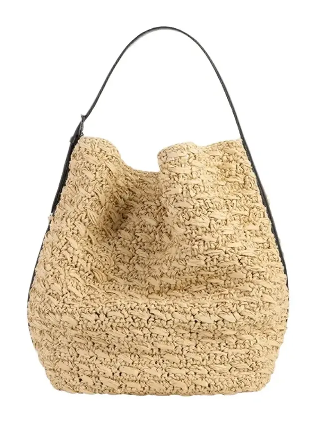 Belted Paper Raffia Tote Bag Belted Paper Raffia Tote Bag