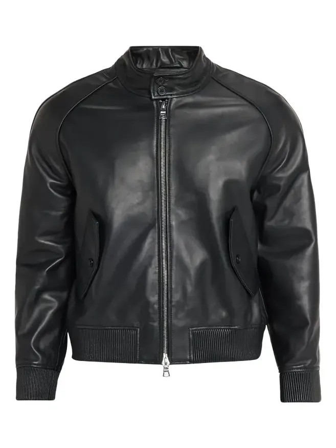 OFFICINE GÉNÉRALE Men's Leather Band-Collar Biker Jacket