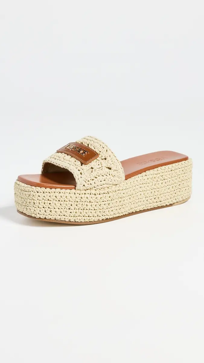 Versace Leather Raffia Espadrilles 2KJ8V-Natural/Ambrer/ G | Thumbnail 2
