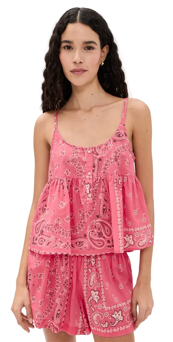 The Great. The Nighttime Camisole Pink Bandana Patchwork | Image 1 The Great. The Nighttime Camisole Pink Bandana Patchwork | Image 1