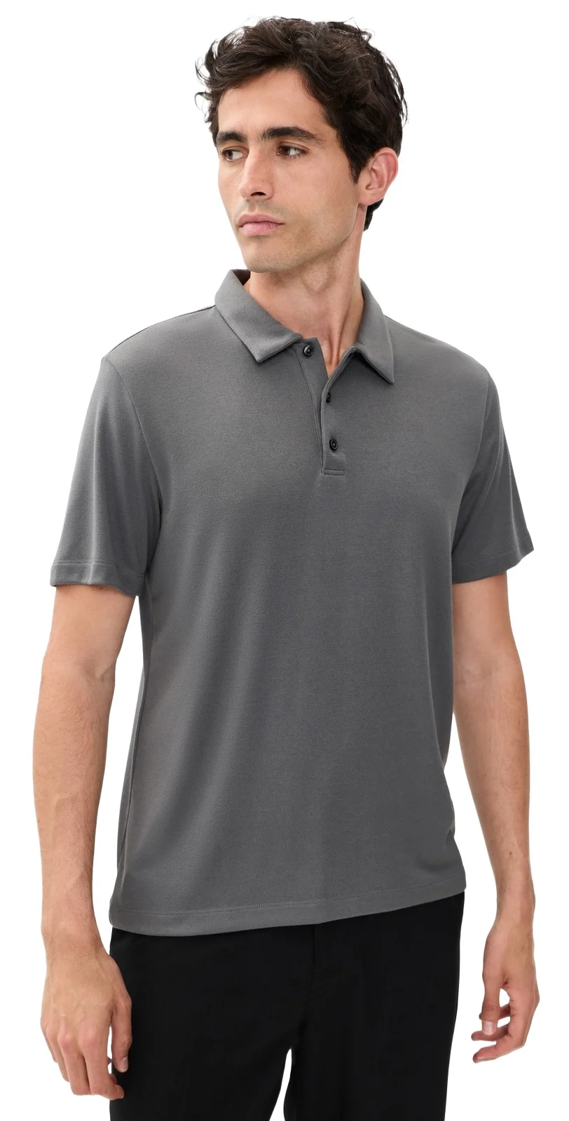 Bron Polo in Modal Jersey Carbon Bron Polo in Modal Jersey Carbon