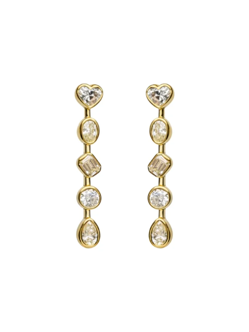 1.88ct Diamond 14K Gold Multi Shape Bezel Dangle Earrings 1.88ct Diamond 14K Gold Multi Shape Bezel Dangle Earrings