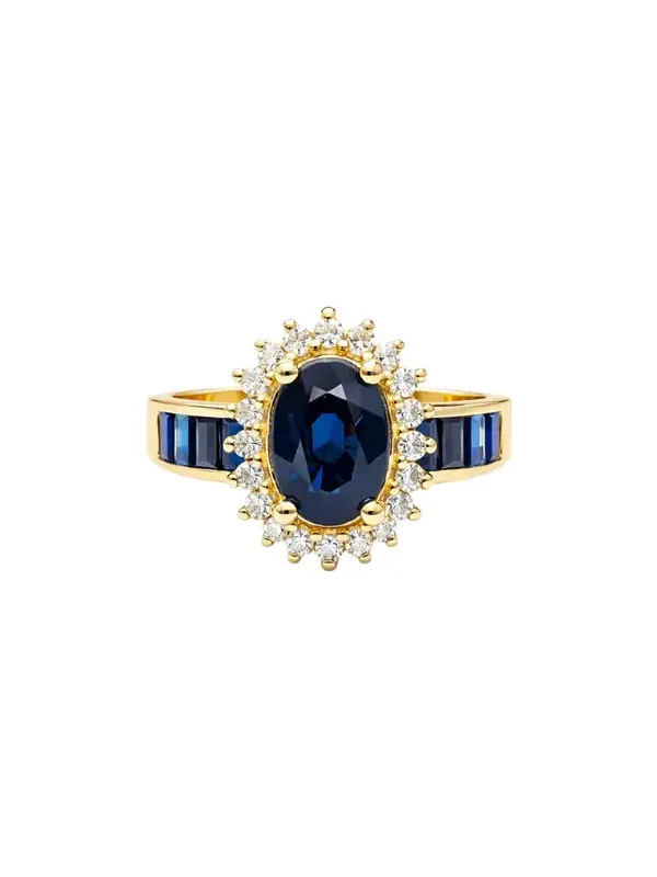 2.14ct Diamond Sapphire 14K Gold Halo Ring