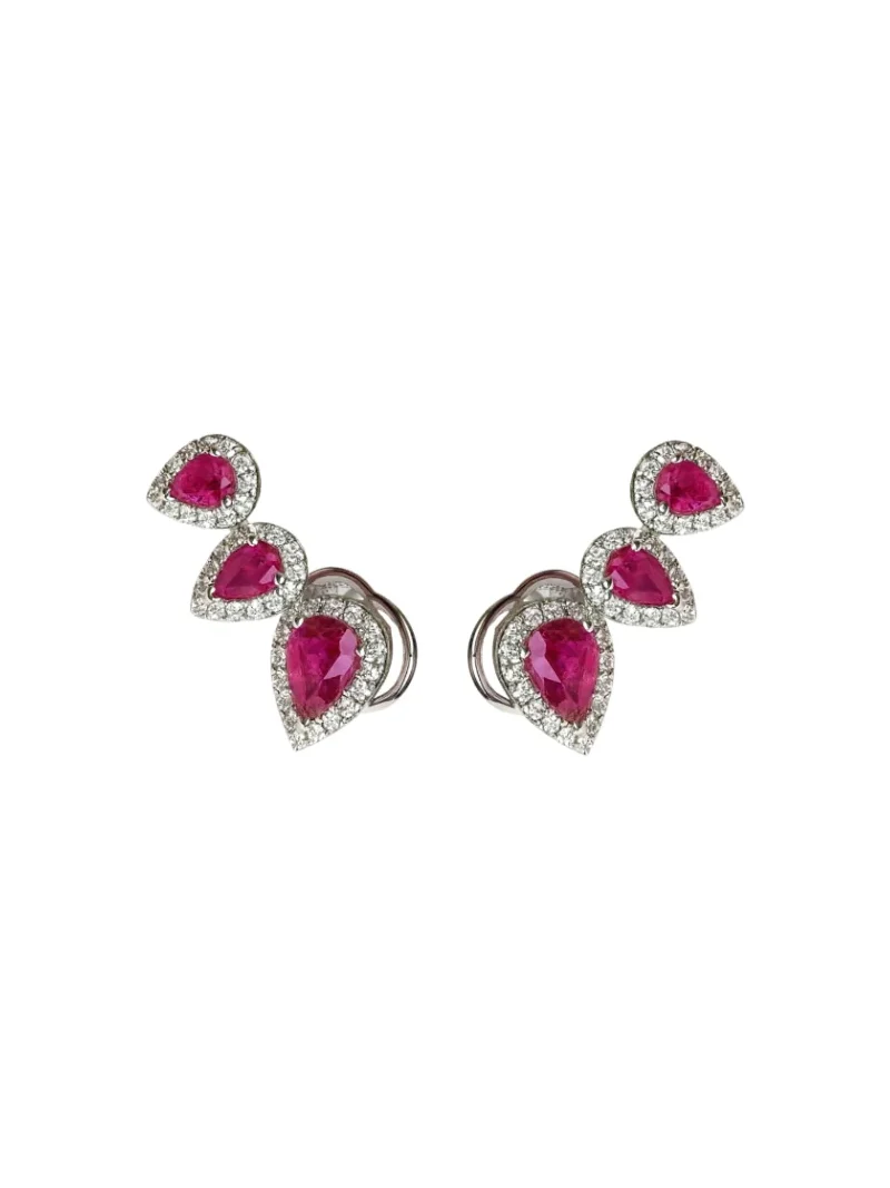 2.21ct Diamond Ruby 18K Gold Climber Earrings 2.21ct Diamond Ruby 18K Gold Climber Earrings