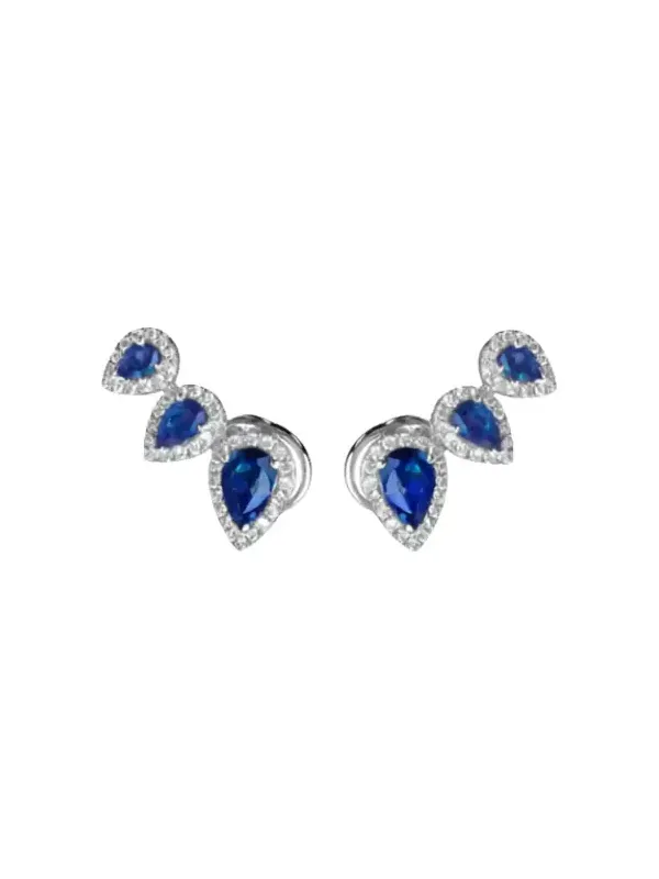 2.52ct Sapphire Diamonds 18K Gold Climber Earrings 2.52ct Sapphire Diamonds 18K Gold Climber Earrings