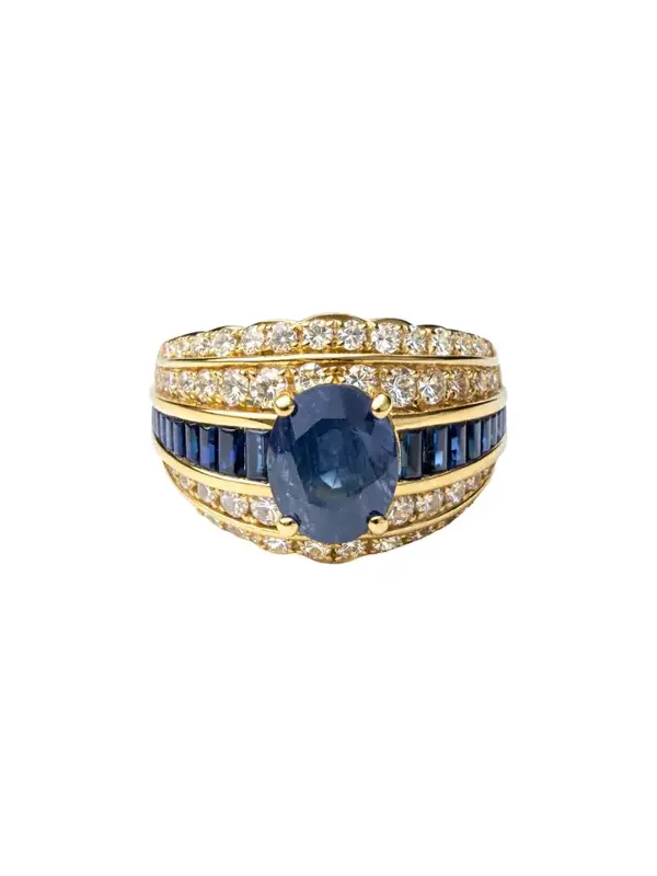 4.20ct Diamond Sapphire 14K Gold Dome Ring