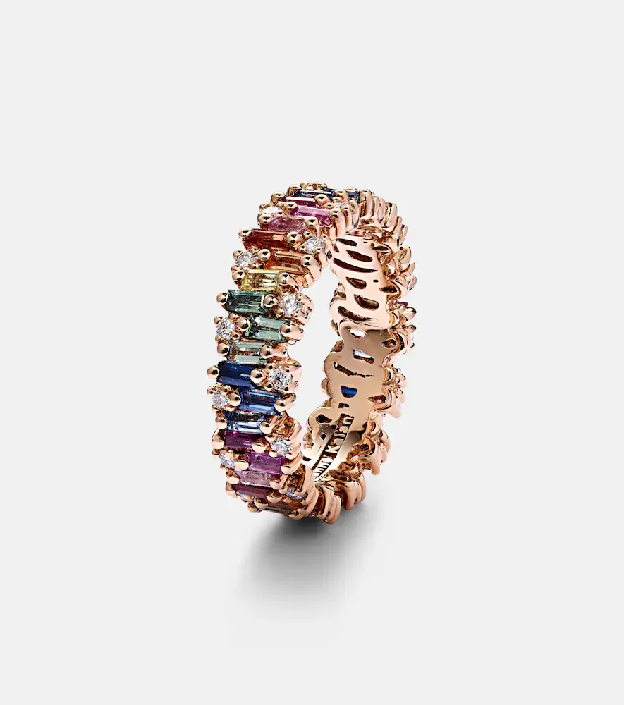 Suzanne Kalan Fireworks 18kt rose gold ring with diamonds and sapphires | Thumbnail 2 Suzanne Kalan Fireworks 18kt rose gold ring with diamonds and sapphires | Thumbnail 2