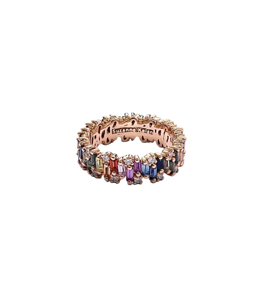Fireworks 18kt rose gold ring with diamonds and sapphires