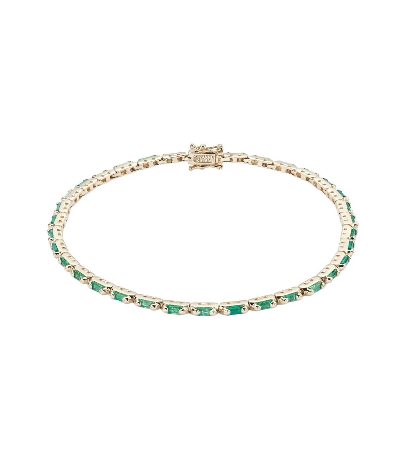 18kt gold tennis bracelet with emeralds