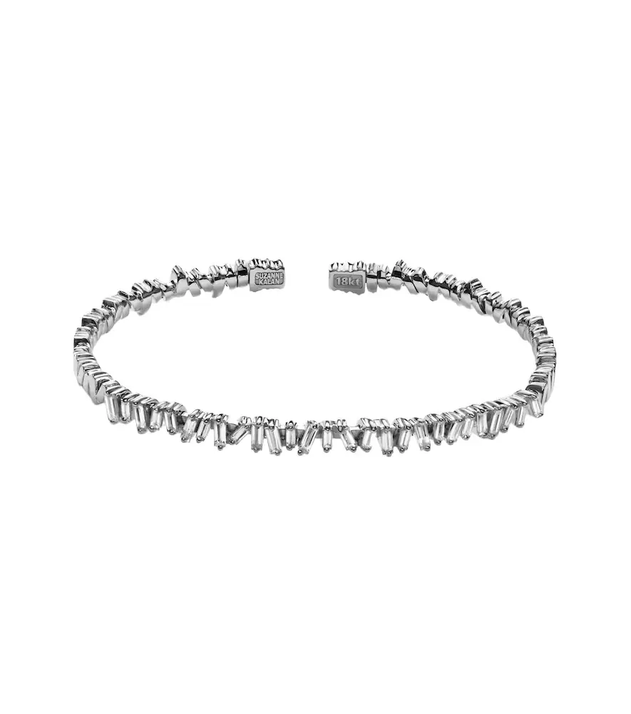 Suzanne Kalan Classic 18kt white gold bangle with diamonds | Image 1 Suzanne Kalan Classic 18kt white gold bangle with diamonds | Image 1