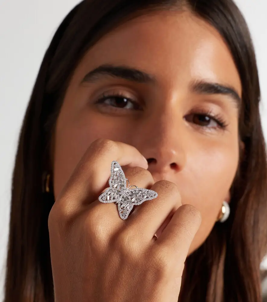 Suzanne Kalan Bold Butterfly Medium 18kt white gold ring with diamonds | Thumbnail 3