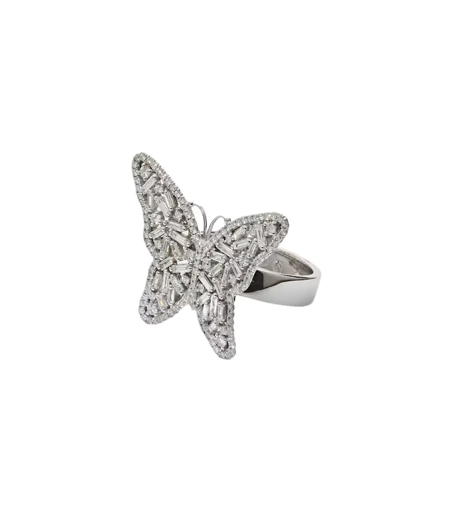 Suzanne Kalan Bold Butterfly Medium 18kt white gold ring with diamonds