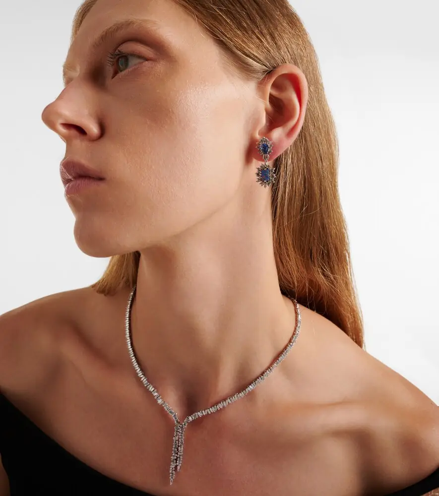 Suzanne Kalan 18kt white gold drop earrings with gemstones | Thumbnail 2 Suzanne Kalan 18kt white gold drop earrings with gemstones | Thumbnail 2