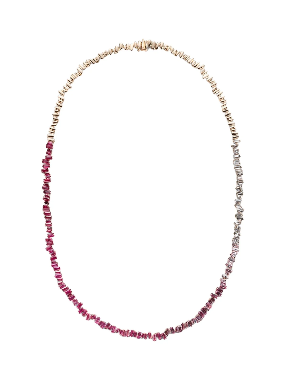 Suzanne Kalan Bold 18kt rose gold tennis necklace with pink sapphires and diamonds