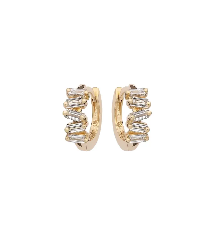 Suzanne Kalan Bold 18kt gold huggies with diamonds | Image 1 Suzanne Kalan Bold 18kt gold huggies with diamonds | Image 1