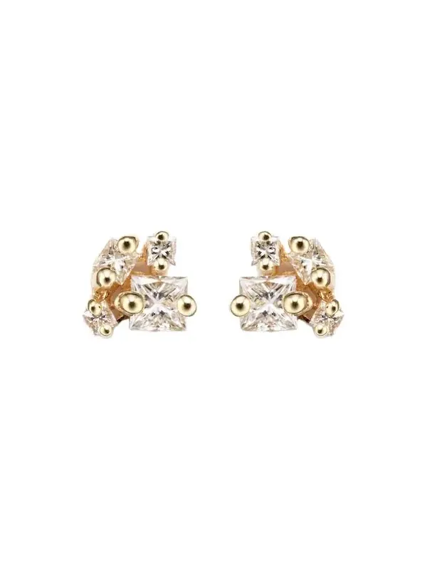 18kt gold earrings with diamonds 18kt gold earrings with diamonds