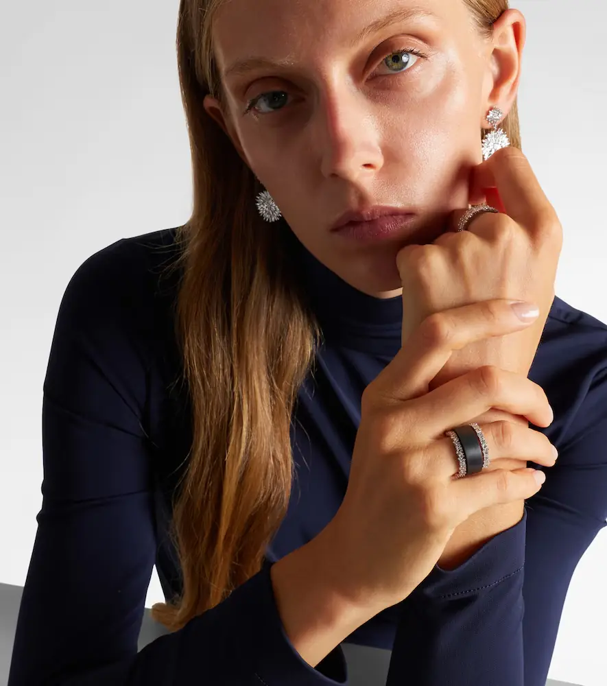 Suzanne Kalan Icon Mini 18kt white gold tech ring jackets with diamonds | Thumbnail 4 Suzanne Kalan Icon Mini 18kt white gold tech ring jackets with diamonds | Thumbnail 4