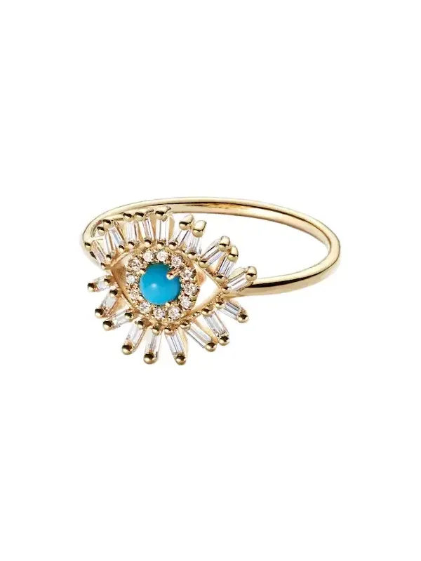 Evil Eye Mini 18kt gold ring with turquoise and diamonds Evil Eye Mini 18kt gold ring with turquoise and diamonds