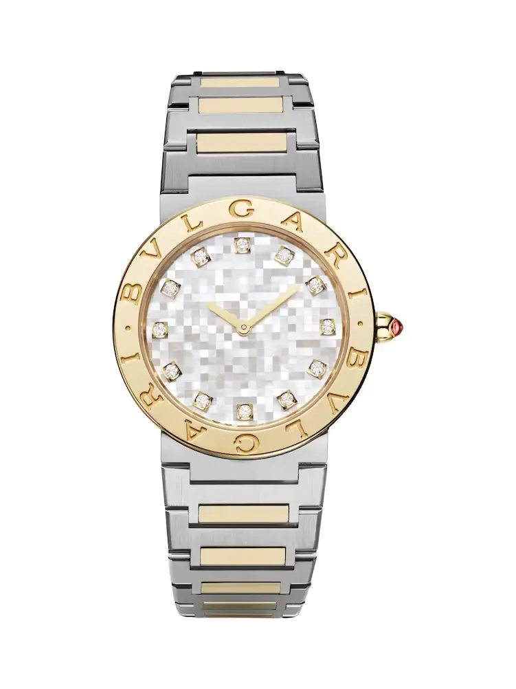 embellished 33mm 18kt gold and stainless steel watch