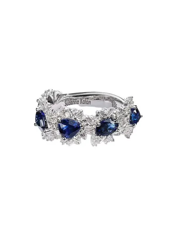 18kt white gold ring with sapphires and diamonds