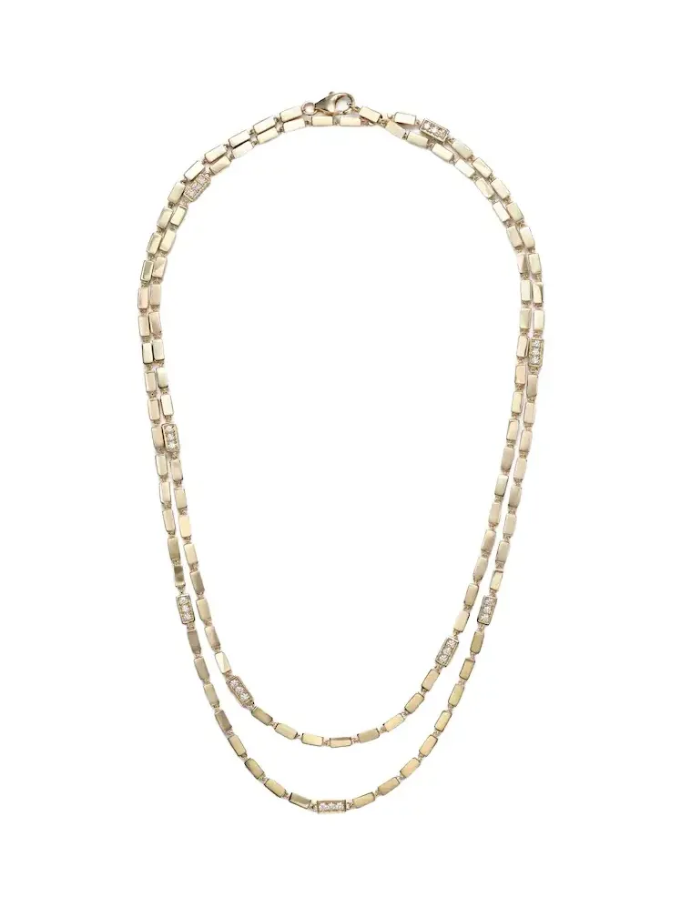 Block-Chain 18kt gold chain necklace with diamonds