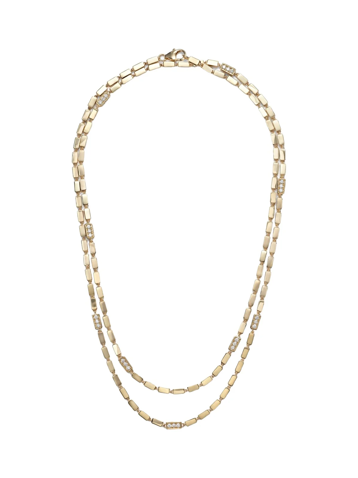 Block-Chain 18kt gold chain necklace with diamonds Block-Chain 18kt gold chain necklace with diamonds