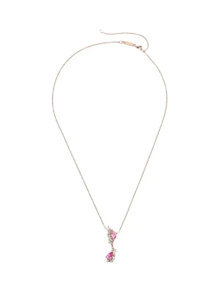 One Of A Kind 18kt rose gold pendant necklace with sapphire and diamonds One Of A Kind 18kt rose gold pendant necklace with sapphire and diamonds