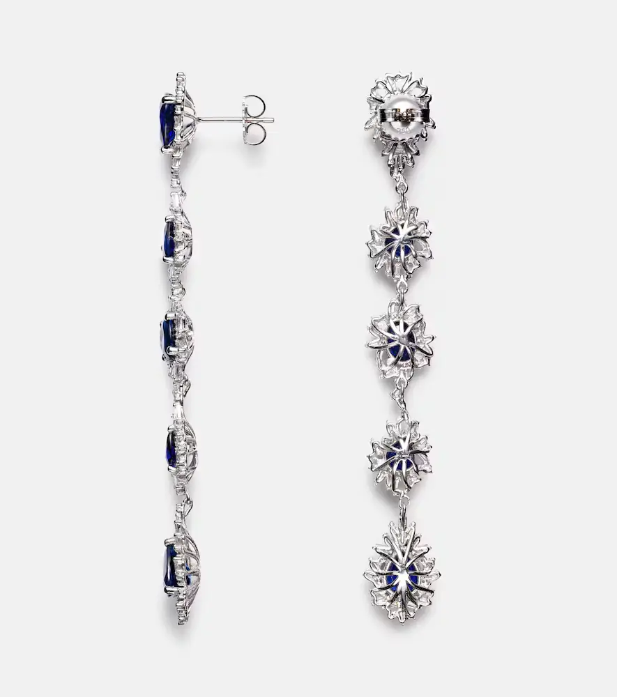 Suzanne Kalan 18kt white gold drop earrings with sapphires and diamonds | Thumbnail 2 Suzanne Kalan 18kt white gold drop earrings with sapphires and diamonds | Thumbnail 2