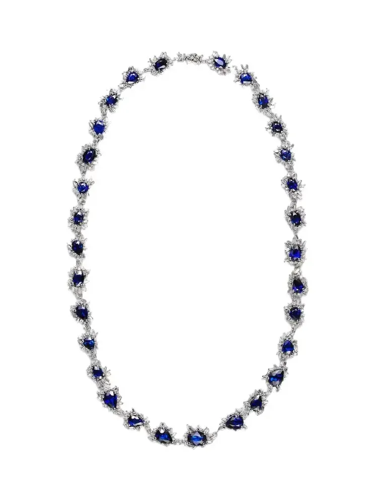 18kt white gold necklace with sapphires and diamonds