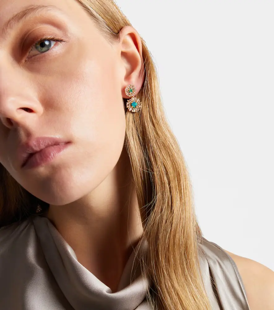 Suzanne Kalan 18kt gold drop earrings with gemstones | Thumbnail 3 Suzanne Kalan 18kt gold drop earrings with gemstones | Thumbnail 3