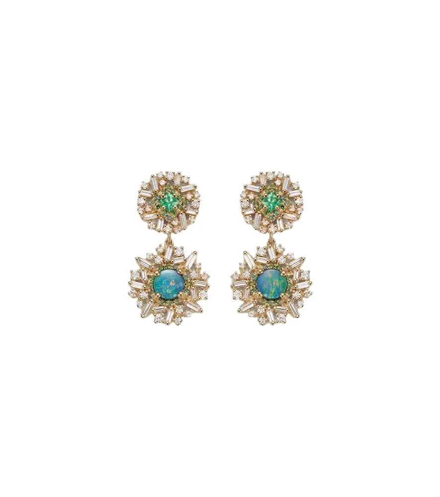 Suzanne Kalan 18kt gold drop earrings with gemstones | Image 1 Suzanne Kalan 18kt gold drop earrings with gemstones | Image 1