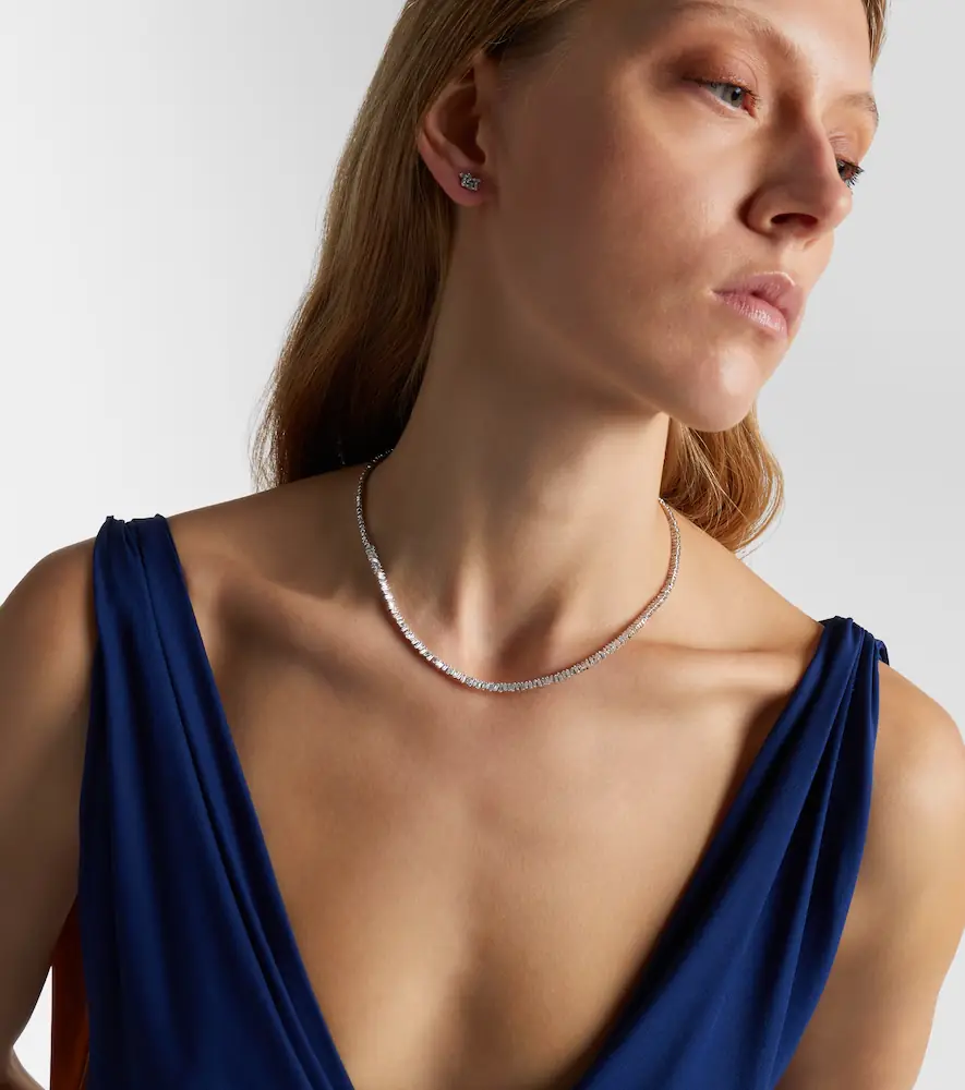 Suzanne Kalan Mini 18kt white gold tennis necklace with diamonds | Thumbnail 5