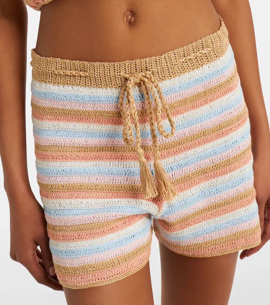 Anna Kosturova Striped crochet cotton shorts | Thumbnail 3