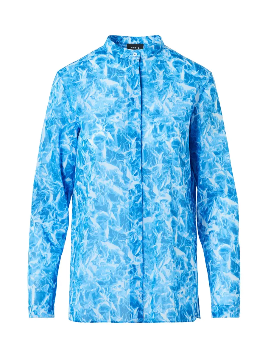 Akris Whitecaps Printed Cotton Voile Tunic Blouse | Image 1 Akris Whitecaps Printed Cotton Voile Tunic Blouse | Image 1